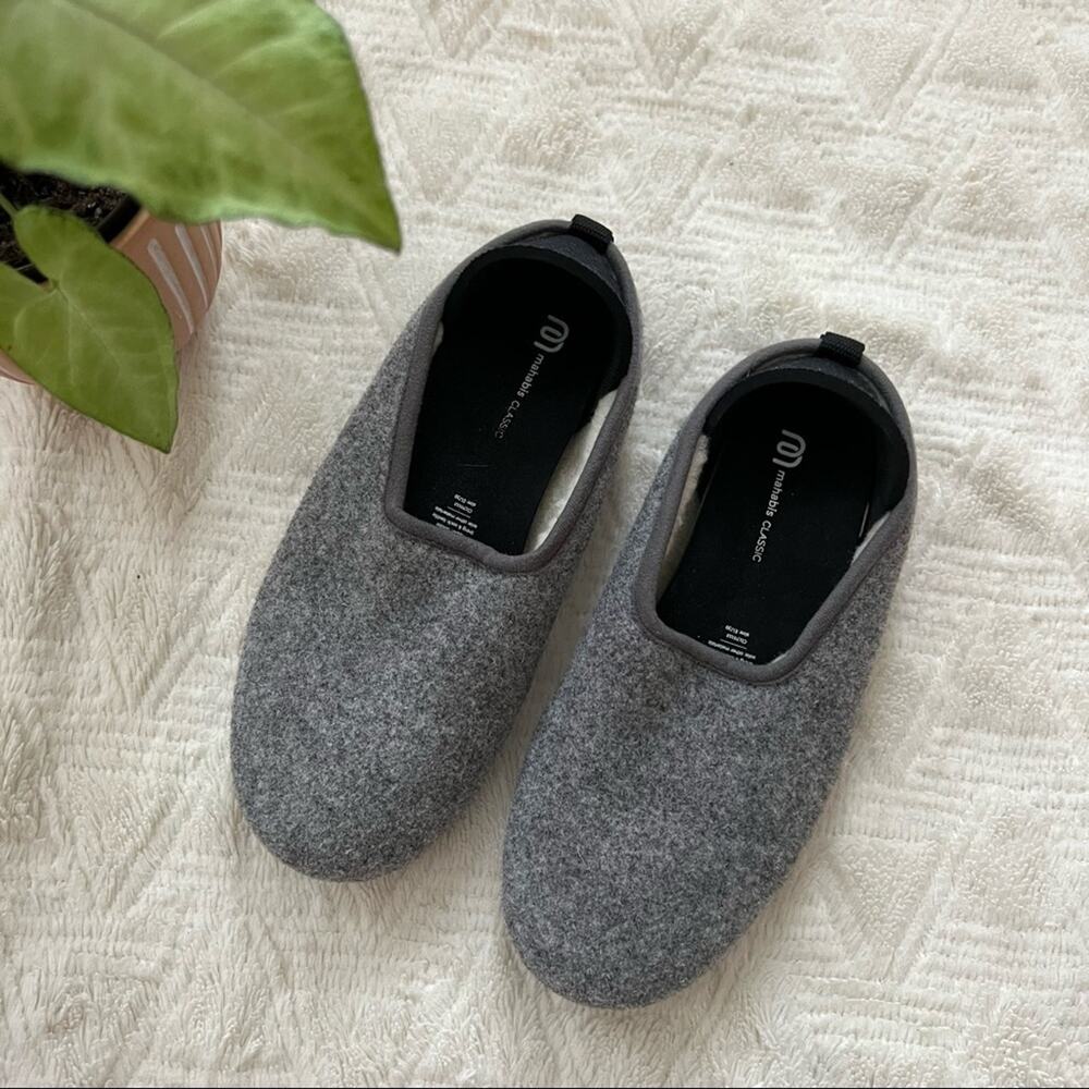 mahabis Grey Wool Slip-On Slippers